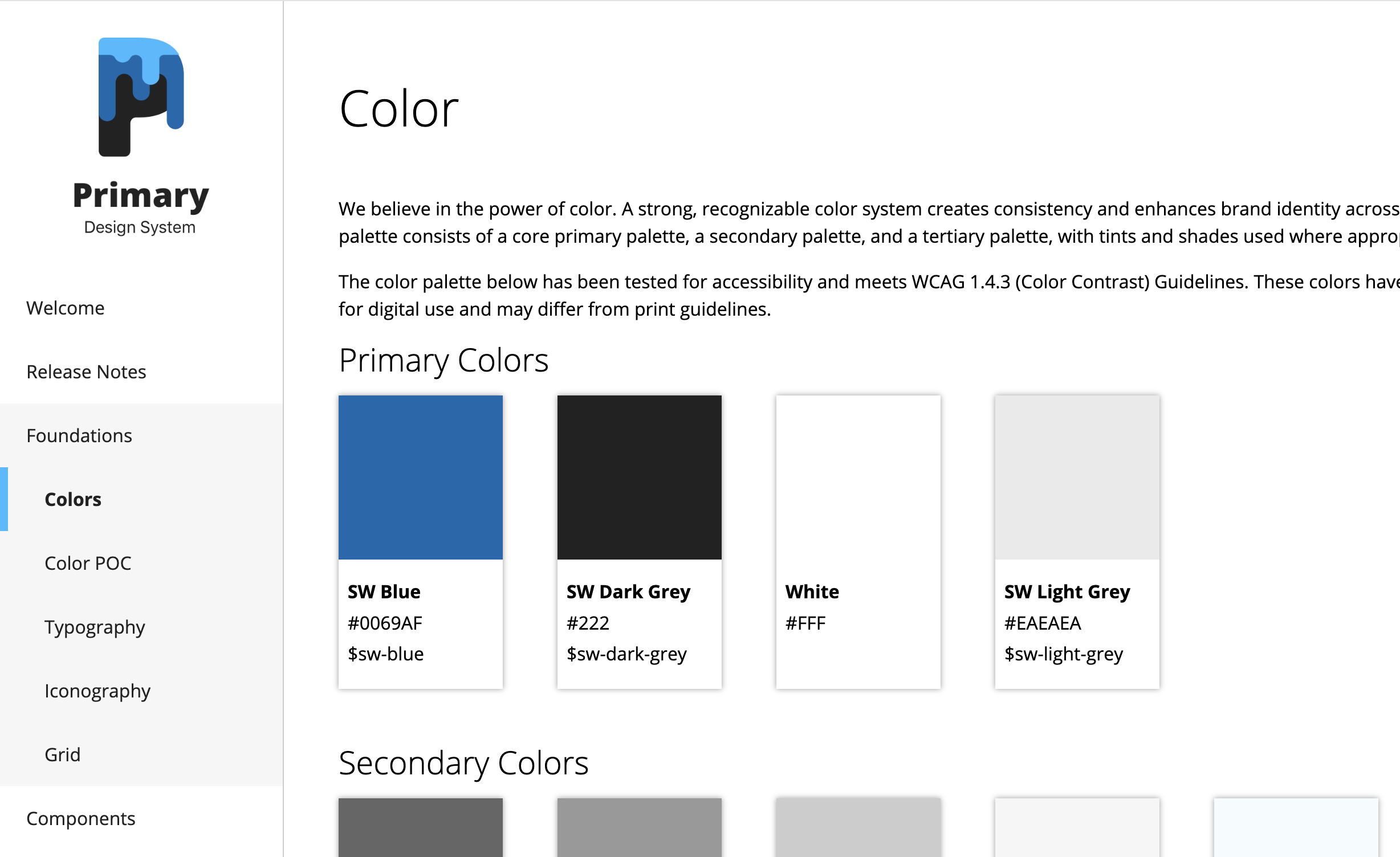 Primary Design System Screenshot